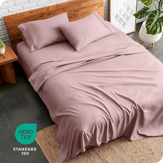 Bare Home Full XL Sheet Set - 1800 Ultra-Soft Microfiber Full Extra Long Bed Sheets - Double Brushed - Deep Pockets - Easy Fit - 4 Piece Set - Bedding Sheets & Pillowcases (Full XL, Mauve)