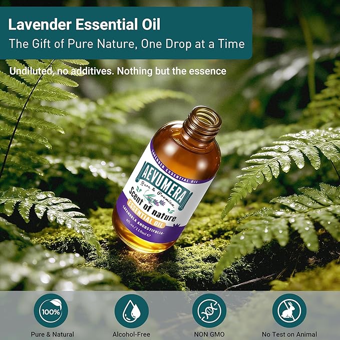 Lavender Essential Oil Premium Grade Lavender Oil, Natural for Home Scenting & DIY Candle/Soap Making, Air Freshener, Diffuser, Skin and Hair Care, Massage, Aromatherapy - 4Oz Large Capacity