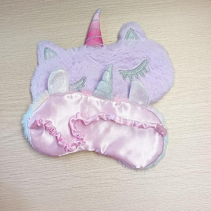 Cute Animal Sleeping Sleep Mask Soft Plush Blindfold Cute Rabbit Panda Koala Eye Cover Eyeshade for Kids Teens Girls Women (Unicorn Purple)