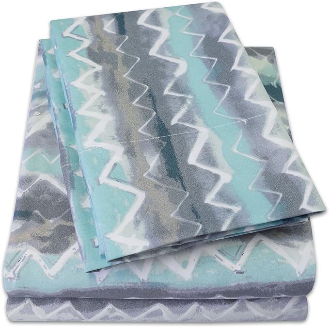 1500 Supreme Collection Extra Soft Summerset Ocean Vibe Chevron Pattern Sheet Set - Luxury Bed Sheets Set with Deep Pocket Wrinkle Free Bedding, Printed Pattern