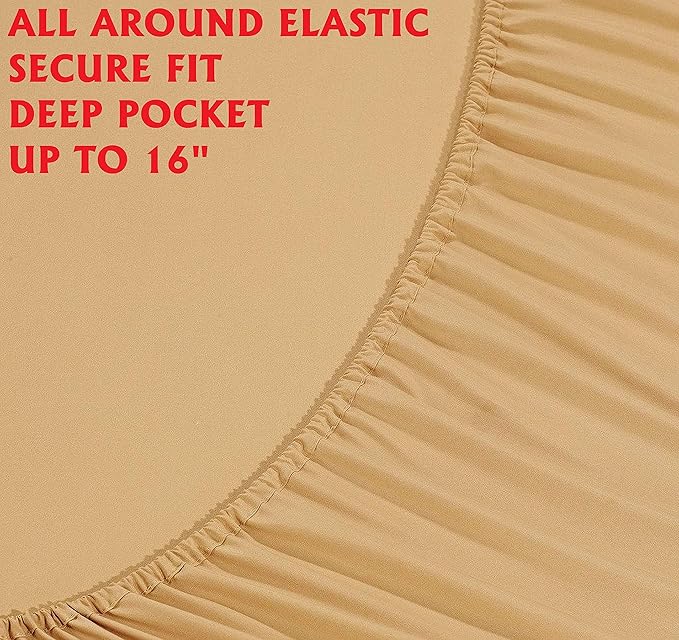 Elegant Comfort Luxury Soft Bed Sheets 1500 Premium Hotel Quality Microfiber Softness Wrinkle and Fade Resistant (6-Piece) Bedding Set, California King, Medallion Gold
