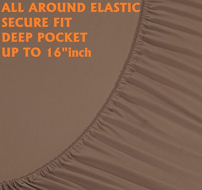 Elegant Comfort Luxury Soft Bed Sheets 1500 Premium Hotel Quality Microfiber Softness Wrinkle and Fade Resistant (6-Piece) Bedding Set, Queen, Warm Taupe