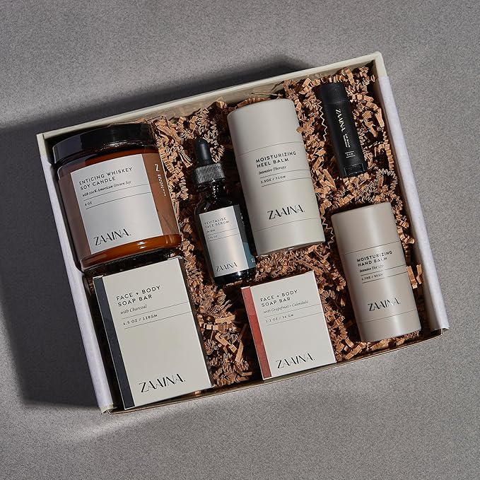 ZAAINA Men’s Self Care Package - Relaxation Spa Gift Set, Luxury Natural Handmade Grooming Kit for Husband Dad Friend, Father's Day Gifts for Men, Birthday Gifts for Him