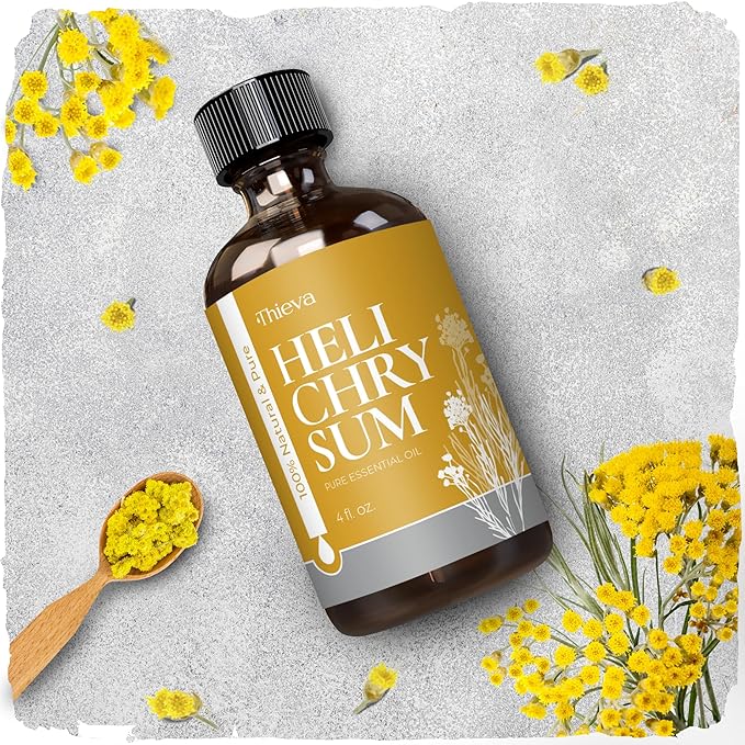 THIEVA Helichrysum Essential Oil 4 oz (118 ml) – 100% Pure and Natural Non-GMO Helichrysum (Gymnocephalum) Oil for Aromatherapy, Focus, and Relaxation
