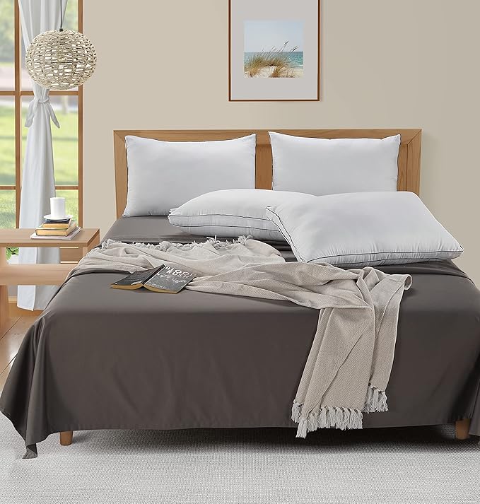LANE LINEN Bed Pillows Standard Size Pack of 12-20"x26" Medium Firm Down Alternative Bulk Pillows for Sleeping, Hotel Quality Back Stomach or Side Sleeper Pillow, Cooling Soft Easy Care - White