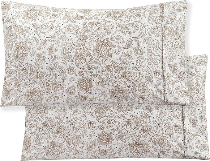 Elegant Comfort Luxury Soft Bed Sheets Paisley Pattern - 1500 Premium Hotel Quality Microfiber Softness Wrinkle and Fade Resistant (6-Piece) Bedding Set, California King, Paisley Taupe