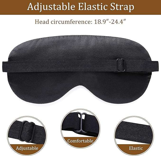 Coucoland 100% Mulberry Silk Funny Sleeping Eye Mask Cover Blindfold for Sleep Adjustable Head Straps with Two Ear Plugs