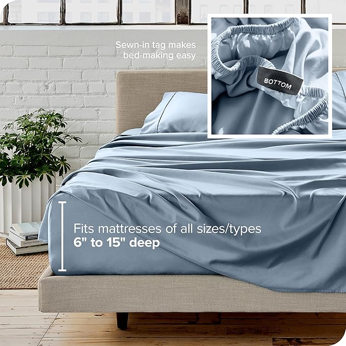 Bare Home Full Sheet Set - 1800 Ultra-Soft Microfiber Full Bed Sheets - Double Brushed - Deep Pockets - Easy Fit - 4 Piece Set - Bedding Sheets & Pillowcases (Full, Dusty Blue)