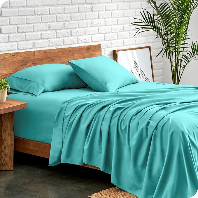 Bare Home King Sheet Set - 1800 Ultra-Soft Microfiber King Bed Sheets - Double Brushed - Deep Pockets - Easy Fit - 4 Piece Set - Bedding Sheets & Pillowcases (King, Turquoise)