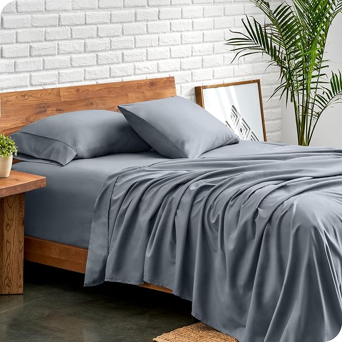 Bare Home Twin XL Sheet Set - 1800 Ultra-Soft Microfiber Twin Extra Long Bed Sheets - Double Brushed - Deep Pockets - Easy Fit - 3 Piece Set - Bedding Sheets & Pillowcases (Twin XL, Steel Blue)