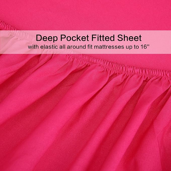 Best Season Microfiber Deep Pocket/Soft, 1800 Thread Count, 4-Piece Bed Sheet Set (1 Flat, 1 Fitted Sheet, 2 Pillow Covers), Full, Hot Pink