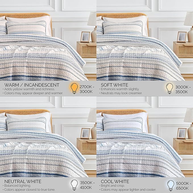 Southshore Fine Living, Inc. Twin/XL Quilt Bedding Set, Dorm Bedding Essentials, Stain Resistant, Machine Washable Striped Bedspread, Twin XL Comforter Set w/Pillow Sham, Blue Striped