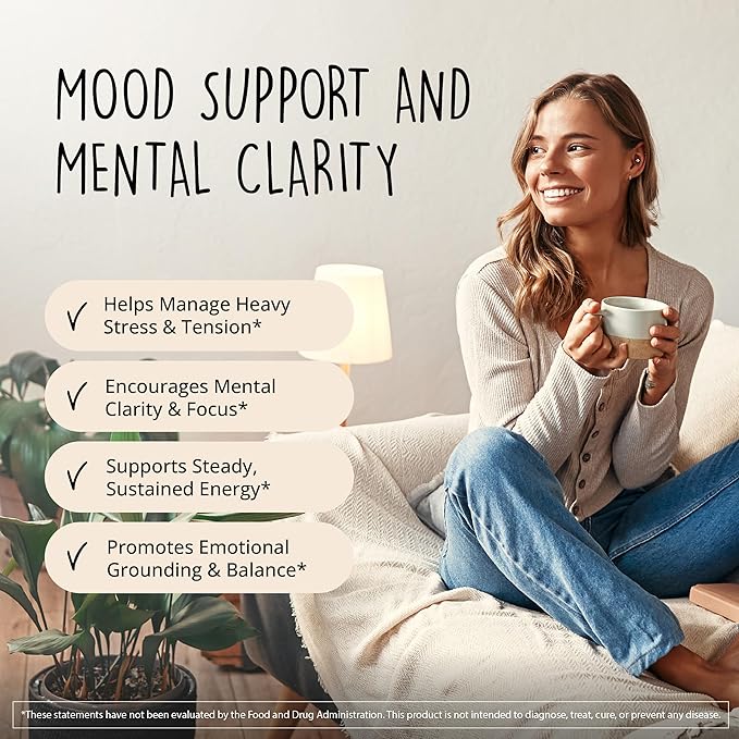 Joy-Filled Mood Support Supplement - 7 Herb Complex + St. Johns Wort (180 Ct) | Rhodiola Rosea, Eleuthero, Ashwagandha | Stress Relief – Helps Calm The Mind & Body | 100% Plant-Based Happy Pills