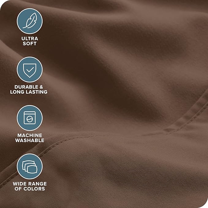 Bare Home Hotel Luxury Full Sheet Set, Extra Soft - 6 Piece Set - Deep Pockets - Easy Fit - Cooling & Breathable - Wrinkle, Fade, Stain Resistant - Includes 4 Pillowcases (Full, Cocoa)