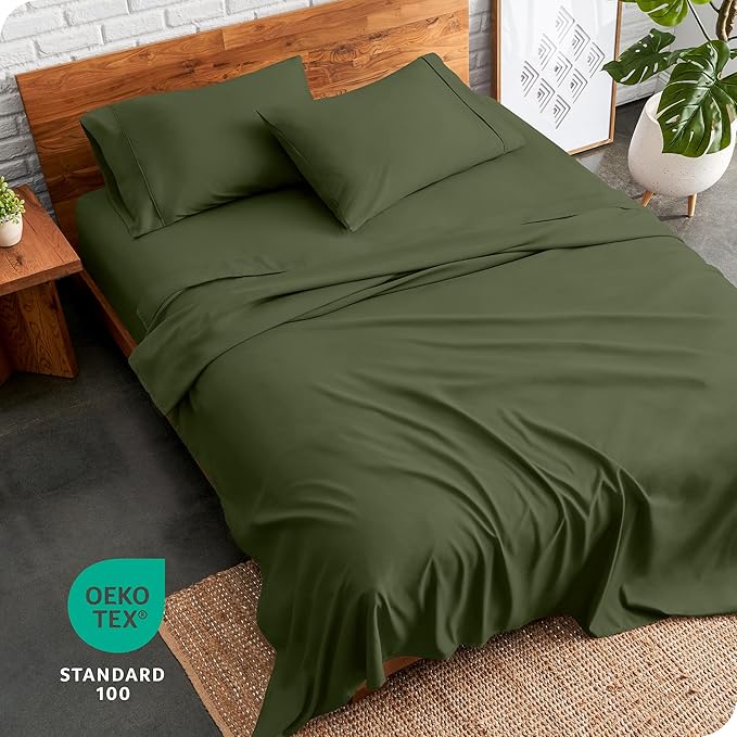 Bare Home Twin XL Sheet Set - 1800 Ultra-Soft Microfiber Twin Extra Long Bed Sheets - Double Brushed - Deep Pockets - Easy Fit - 3 Piece Set - Bedding Sheets & Pillowcases (Twin XL, Cypress)