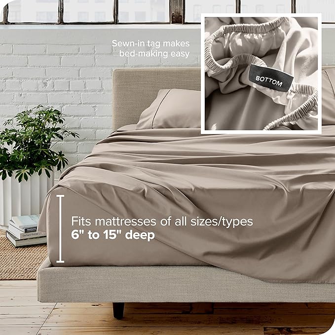 Bare Home California King Sheet Set - 1800 Ultra-Soft Microfiber Cal King Bed Sheets - Double Brushed - Deep Pockets - Easy Fit - 4 Piece Set - Bed Sheets (California King, Khaki)
