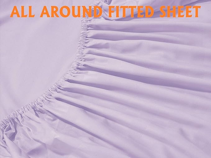 Elegant Comfort Best, Softest, Coziest 6-Piece Sheet Sets! - 1500 Premier Hotel Quality Luxurious Wrinkle Resistant 6-Piece Damask Stripe Bed Sheet Set, California King Lavender/Lilac
