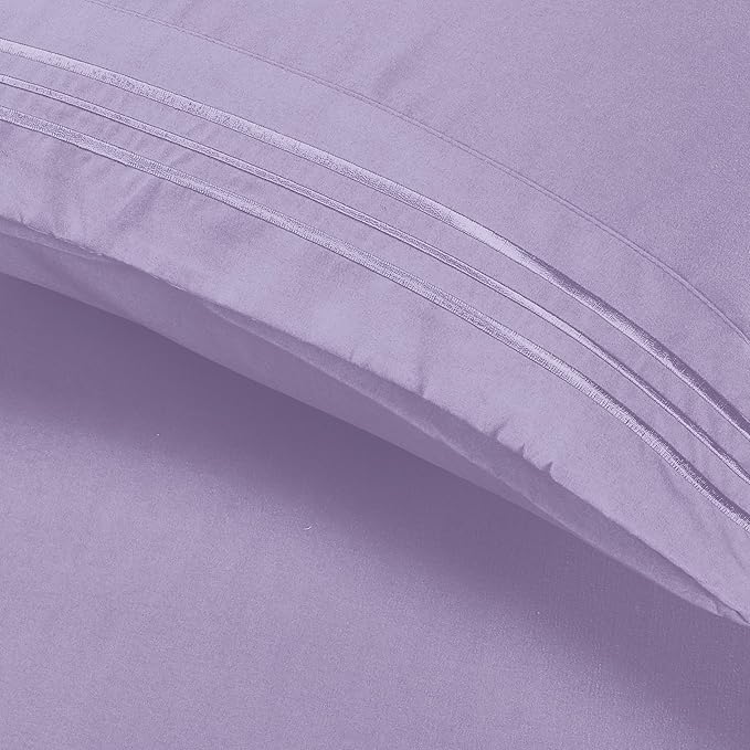Elegant Comfort Luxury Ultra-Soft 2-Piece Pillowcase Set - 1500 Premium Hotel Quality Microfiber Double Brushed - Wrinkle Resistant, King Size, Lilac