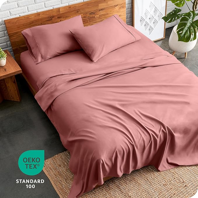 Bare Home Twin Sheet Set - 1800 Ultra-Soft Microfiber Twin Bed Sheets - Double Brushed - Deep Pockets - Easy Fit - 3 Piece Set - Bedding Sheets & Pillowcases (Twin, Dusty Rose)
