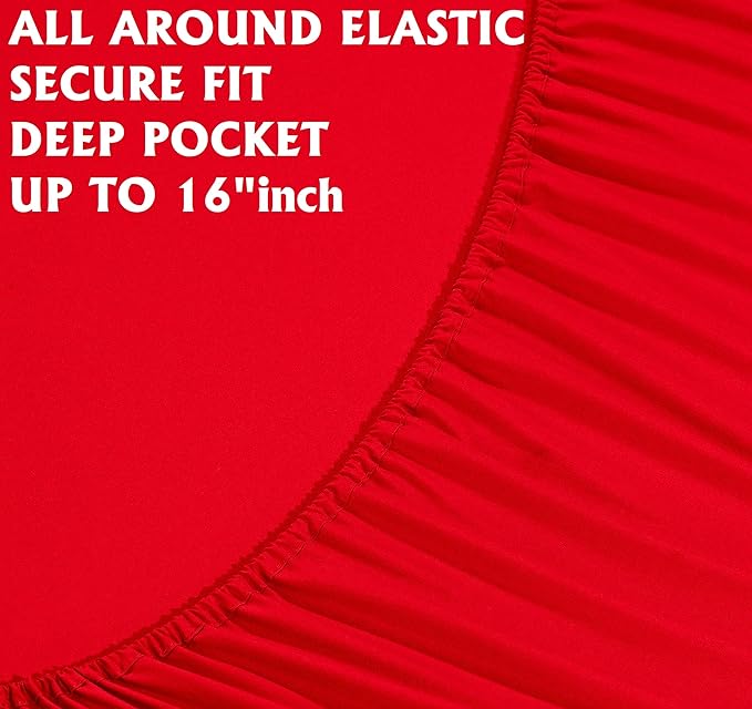 Elegant Comfort Luxury Soft Bed Sheets 1500 Premium Hotel Quality Microfiber Softness Wrinkle and Fade Resistant (6-Piece) Bedding Set, Full, Candy Apple Red