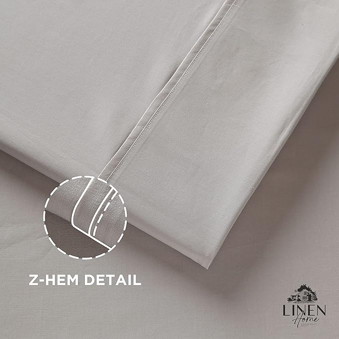 Linen Home 100% Cotton Percale Pillowcases King Size, Silver, 2 Pieces of Pillow Case, Crisp and Cool Strong Bed Linen, 20 inches X 40 inches