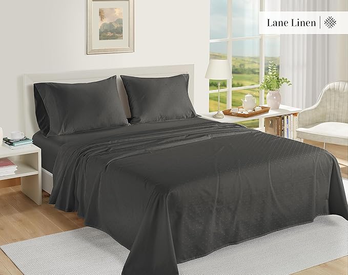 LANE LINEN Pillows Queen Size Set of 2, Soft 100% Egyptian Cotton, Cool & Smooth Pillow Cases - Charcoal