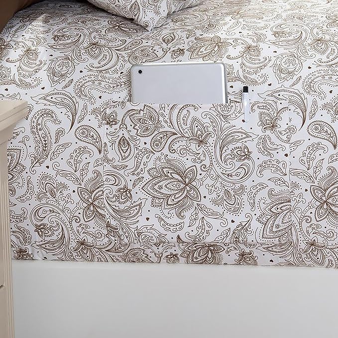 Elegant Comfort Luxury Soft Bed Sheets Paisley Pattern - 1500 Premium Hotel Quality Microfiber Softness Wrinkle and Fade Resistant (6-Piece) Bedding Set, California King, Paisley Taupe
