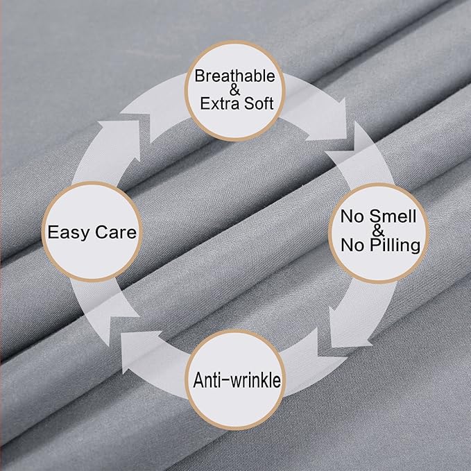 Twin Size Sheet Set - 3 Piece Set(Silver Gray),100% Brushed Microfiber 1800 Luxury Bedding,Hypoallergenic,Soft & Fade Resistant