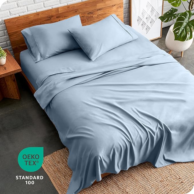 Bare Home Full XL Sheet Set - 1800 Ultra-Soft Microfiber Full Extra Long Bed Sheets - Double Brushed - Deep Pockets - Easy Fit - 4 Piece Set - Bedding Sheets & Pillowcases (Full XL, Dusty Blue)