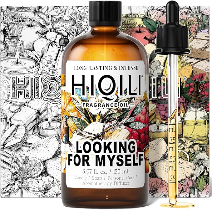 HIQILI Looking for Myself Fragrance Oil for Diffuser, DIY Candle, Soap, Perfume Making, Long Lasting Warm & Sweet Scents - 5.07 Fl Oz