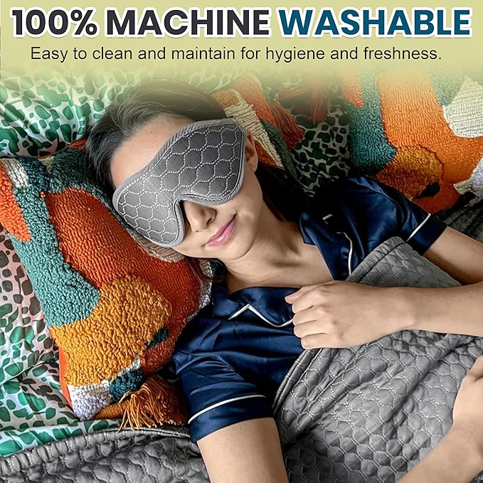HILU Sleep Mask - 100% Light Blocking Eye Mask for Sleeping - Mothers Day Gifts for Mom, Zero Eye Pressure, Comfortable & Adjustable Design, Night Blindfold Eye Mask for Women & Men (Gray, 1 Count)