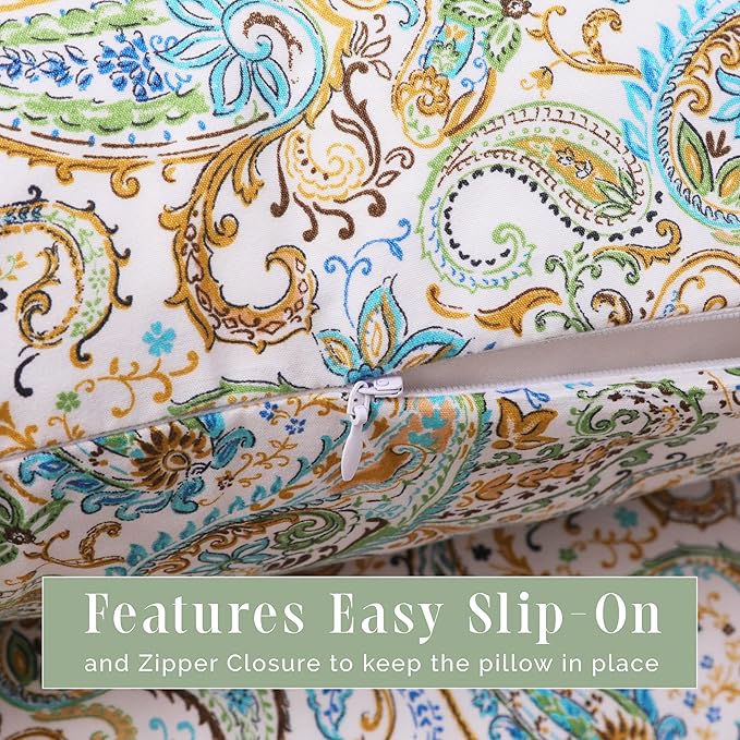 Elegant Comfort Ultra Soft 1-Piece Set Floral Print Pillowcases - 1500 Premium Hotel Quality Microfiber, Soft and Smooth Hidden Zipper Closure 1-Piece Pillow Covers - Body Pillowcase, Paisley Teal