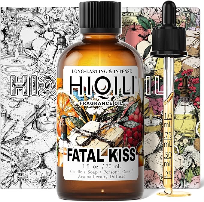 HIQILI Fatal Kiss Fragrance Oil, Tuberose & Plum Scents, for DIY Soap, Candle & Scented Sachets Making, Add to Shampoo & Laundry Detergent - 1Fl Oz