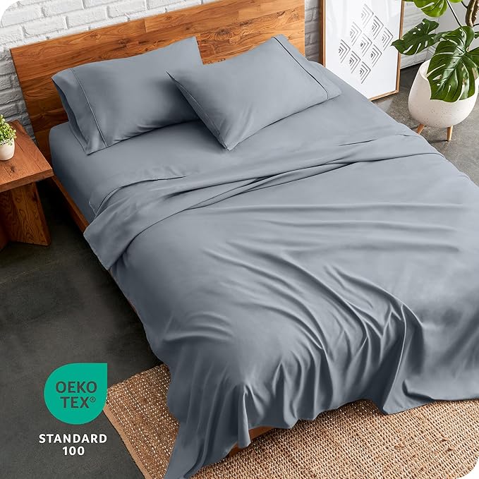 Bare Home Full XL Sheet Set - 1800 Ultra-Soft Microfiber Full Extra Long Bed Sheets - Double Brushed - Deep Pockets - Easy Fit - 4 Piece Set - Bedding Sheets & Pillowcases (Full XL, Steel Blue)