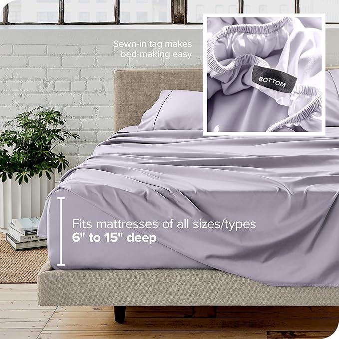Bare Home California King Sheet Set - 1800 Ultra-Soft Microfiber Cal King Bed Sheets - Double Brushed - Deep Pockets - Easy Fit - 4 Piece Set - Bed Sheets (California King, Light Lavender)