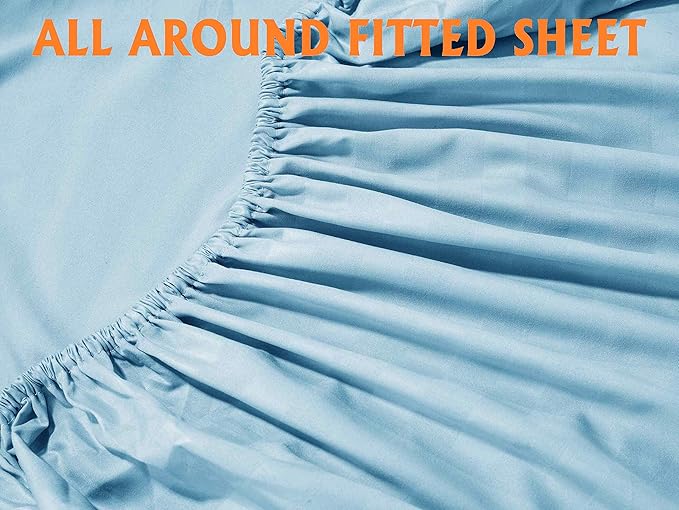 Elegant Comfort Softest and Coziest 4-Piece Sheet Set - 1500 Thread Count Egyptian Quality Luxurious Wrinkle Resistant 6-Piece Damask Stripe Bed Sheet Set, Twin XL, Aqua Blue (Pack of 2)