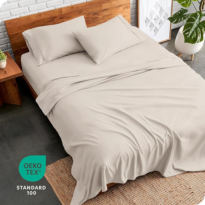 Bare Home Split King Sheet Set - 1800 Ultra-Soft Microfiber Bed Sheets - Double Brushed - Deep Pockets - Easy Fit - 5 Piece Set - Bedding Sheets & Pillowcases (Split King, Wheat)
