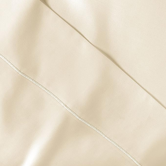LANE LINEN Queen Ivory Pillow Cases Set of 2 100% Egyptian Cotton Sateen Perfect for Home Hotels & Hospital Use Standard Size