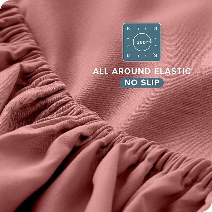 Bare Home Twin Sheet Set - 1800 Ultra-Soft Microfiber Twin Bed Sheets - Double Brushed - Deep Pockets - Easy Fit - 3 Piece Set - Bedding Sheets & Pillowcases (Twin, Dusty Rose)