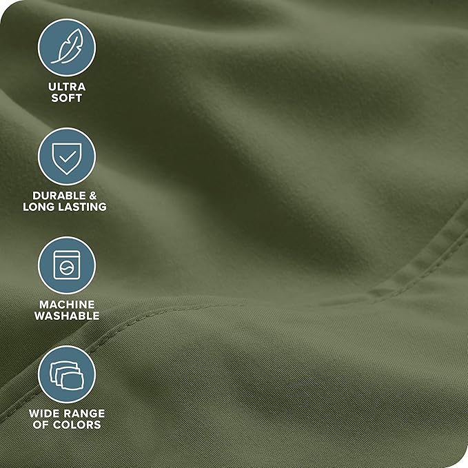 Bare Home Hotel Luxury Split King Sheet Set, Extra Soft, 7 Piece Set, Deep Pockets, Easy Fit, Cooling & Breathable, Wrinkle, Fade, Stain Resistant, Includes 4 Pillowcases (Split King, Cypress)