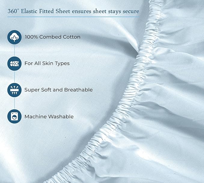 ROYALE LINENS 400 Thread Count 100% American Grown Cotton 3 Piece Sateen Twin Sheet Set - 1 Fitted Sheet, 1 Flat Sheet, 1 Pillow case - Green Twin Bedsheet - Cotton Sheets - (Twin, Florentine Sage)