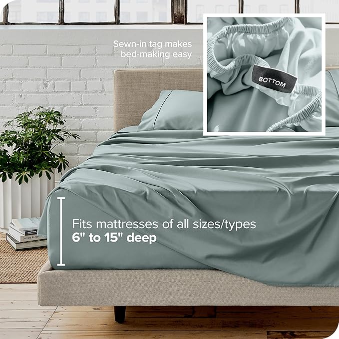 Bare Home Full XL Sheet Set - 1800 Ultra-Soft Microfiber Full Extra Long Bed Sheets - Double Brushed - Deep Pockets - Easy Fit - 4 Piece Set - Bedding Sheets & Pillowcases (Full XL, Sea Spray)