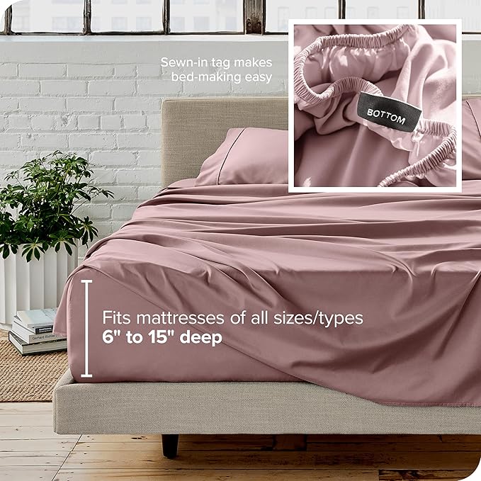 Bare Home California King Sheet Set - 1800 Ultra-Soft Microfiber Cal King Bed Sheets - Double Brushed - Deep Pockets - Easy Fit - 4 Piece Set - Bed Sheets (California King, Mauve)