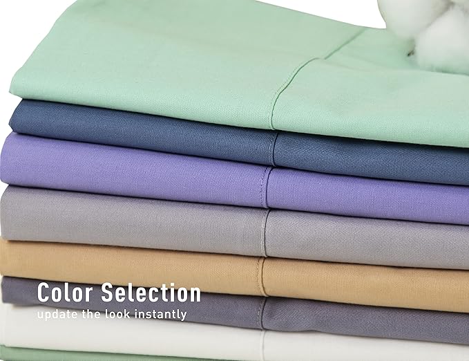 Sunflower King Pillowcases Set of 2, 100% Cotton King Pillow Cases 2, 20×40 inches Storm Grey, Soft and Breathable