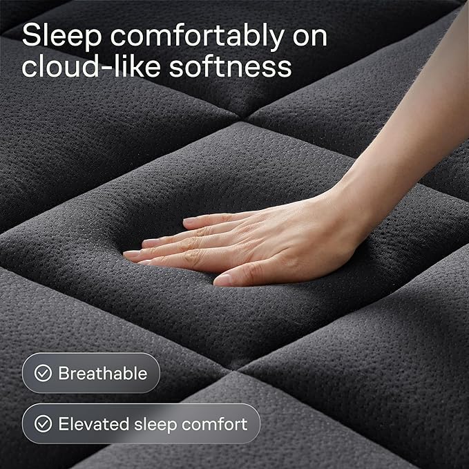 Niagara Sleep Solution Ultra Soft Twin XL Size Mattress Topper - Viscose Made from Bamboo Pillow Top Mattress Pad for Back Pain Relief - Naturally Cooling for Hot Sleepers, Black