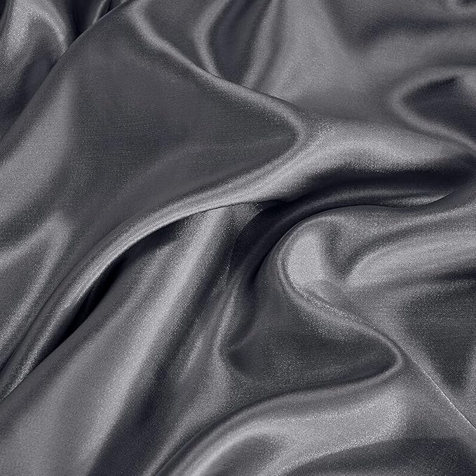 CozyLux Satin Sheets Queen Size Bed Set - 6 Piece Silky Queen Sheet Set, Luxury Dark Grey Queen Sheets with Smooth and Soft Microfiber, Includes 1 Fitted Sheet, 1 Flat Sheet and 4 Pillowcases