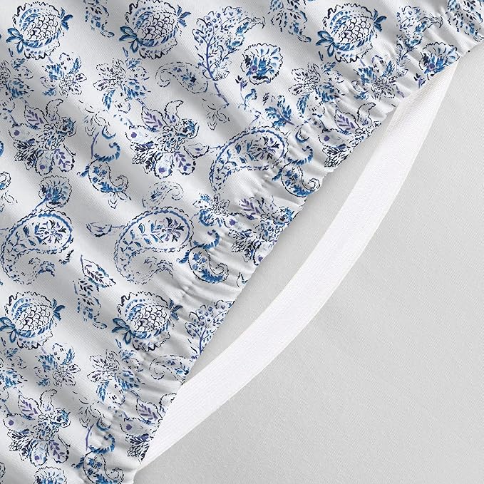Elegant Comfort Luxury Soft Bed Sheets Paisley Pattern - 1500 Premium Hotel Quality Microfiber Softness Wrinkle and Fade Resistant (6-Piece) Bedding Set, King, Paisley Indigo