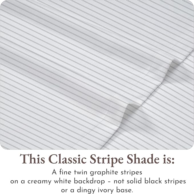 California Design Den Full Sheet Set Stripe, 100% Cotton, Deep Pocket Full Sheets & Pillowcase Set, Soft Sateen Weave - Classic Stripe