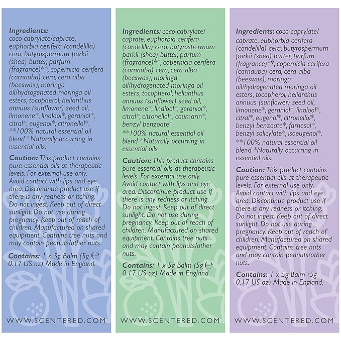 Scentered Aromatherapy Balm Gift Set - Calm & Confident (Pack of 3) - Sleep Well, De-Stress, Focus - Rosemary, Cedarwood, Lavender Essential Oils - Aromatherapy Gifts for Women