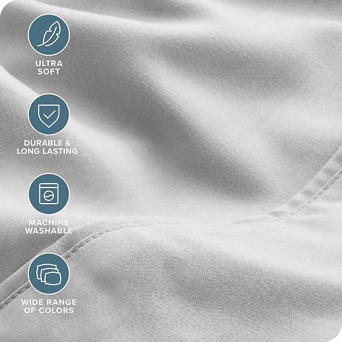 Bare Home Hotel Luxury Full XL Sheet Set, Extra Soft - 6 Piece Set - Deep Pockets - Easy Fit - Cooling & Breathable - Wrinkle, Fade, Stain Resistant - Includes 4 Pillowcases (Full XL, Cloud Grey)